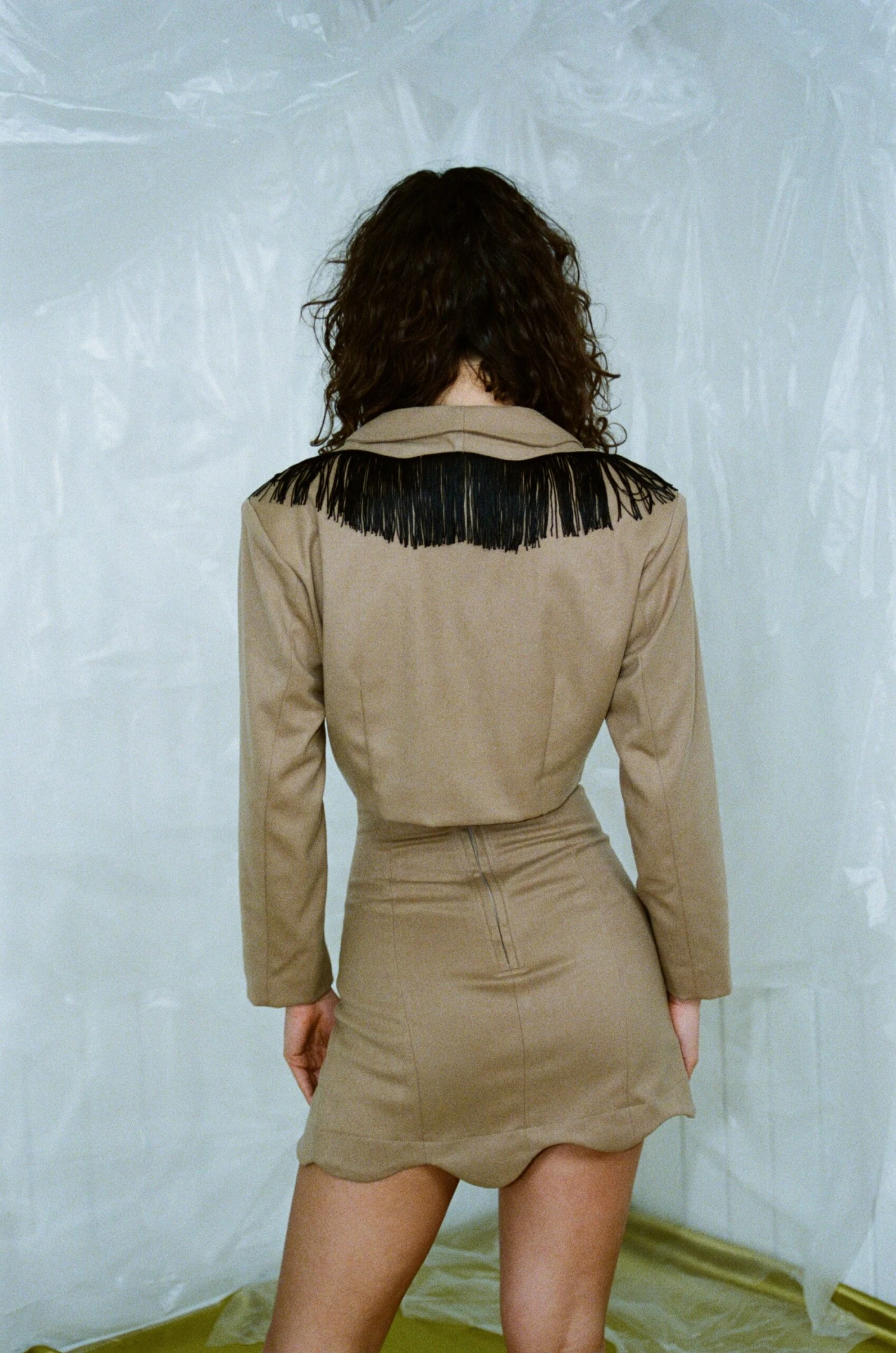 Labia Minora Mini Skirt In Beige - Image 5