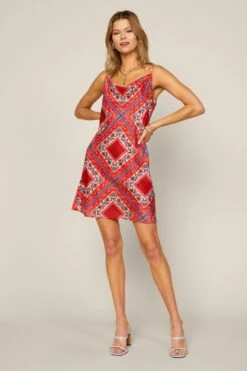 Cowl Printed Mini Dress