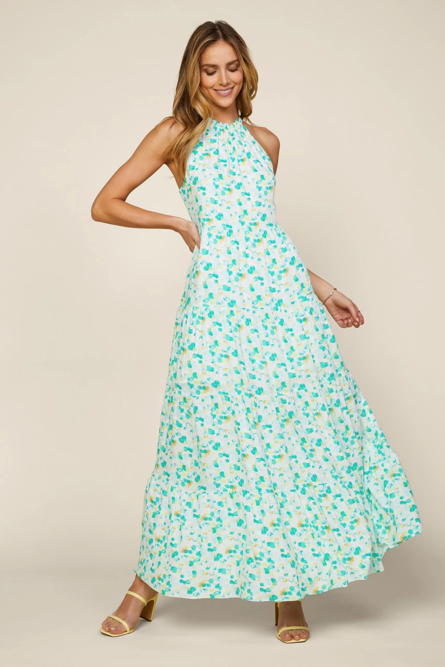 Abstract Dot Halter Dress