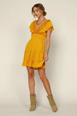 Ruffled Trim Mini Dress