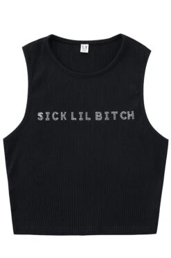 SICK LIL BITCH Tencel Rib Crop Tank