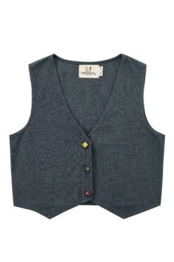 LUCKY M’lady Linen Vest Charcoal