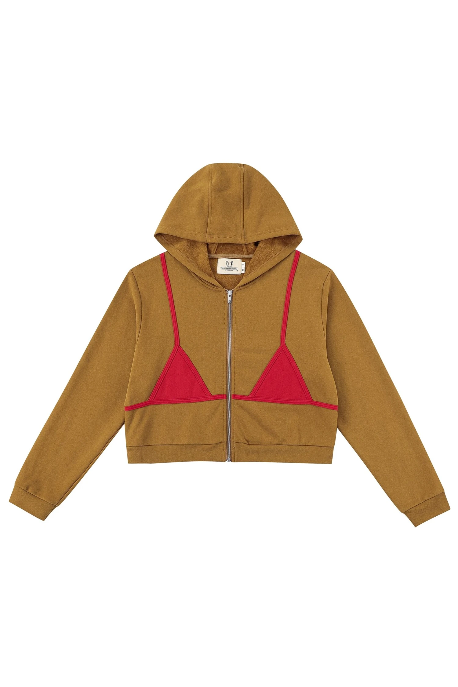 Bikini Bod Zip-up Sweatshirt Tan/Red
