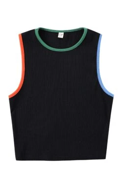 Tencel Rib Crop Tank Black Primary