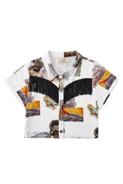 Lizard Linen Fringe Blouse