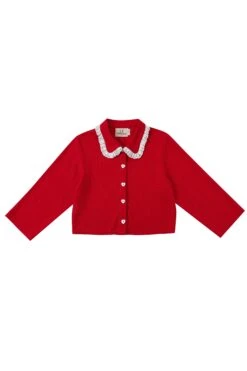 SWEETIE PIE RED Linen Crop Shirt Jacket