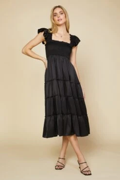 Flutter Sleeve Midi Dress