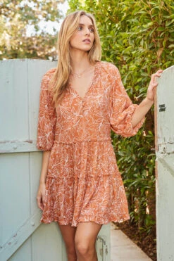 Botanical Ruffled Mini DressÂ