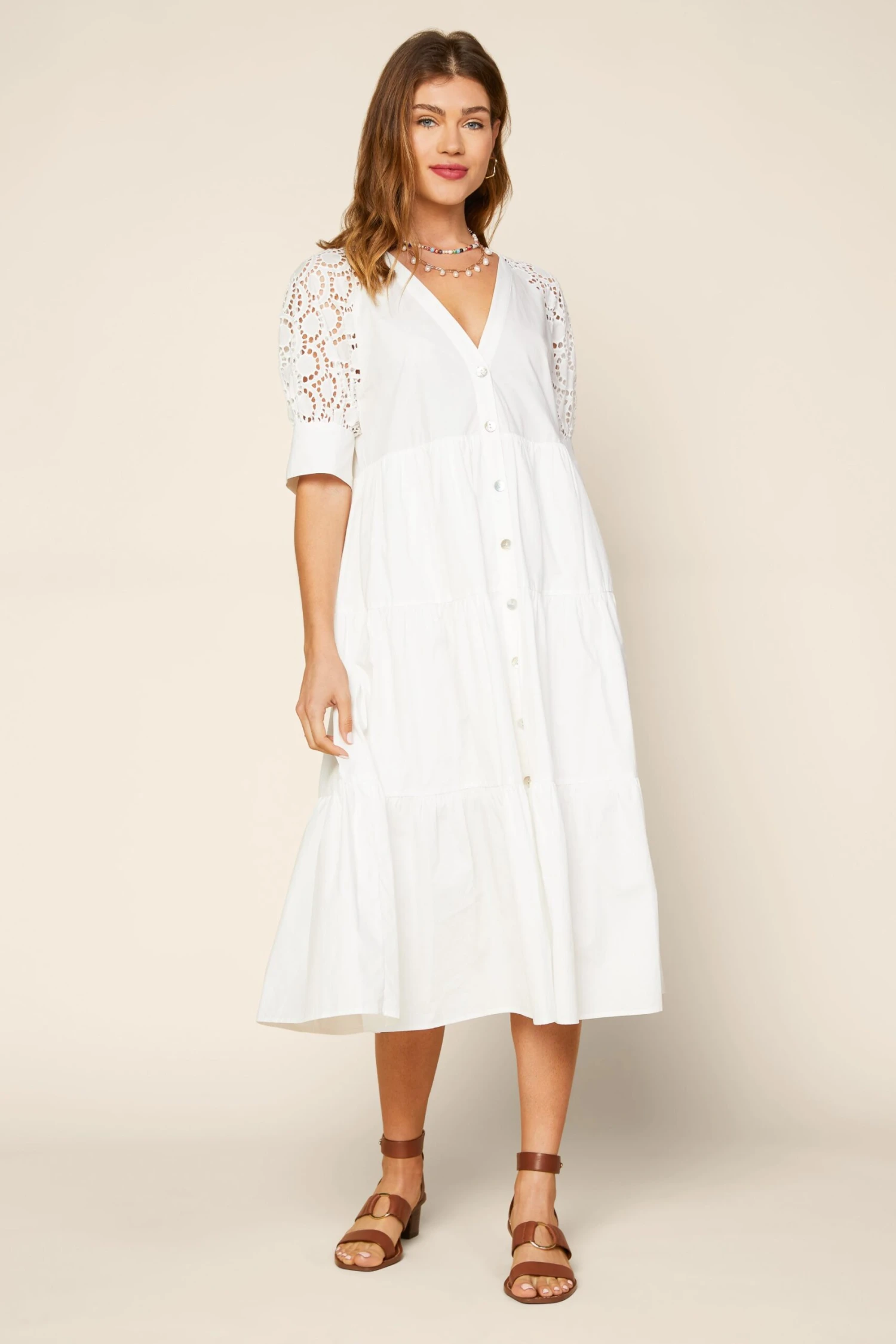 Lace Ruffled Midi Dress