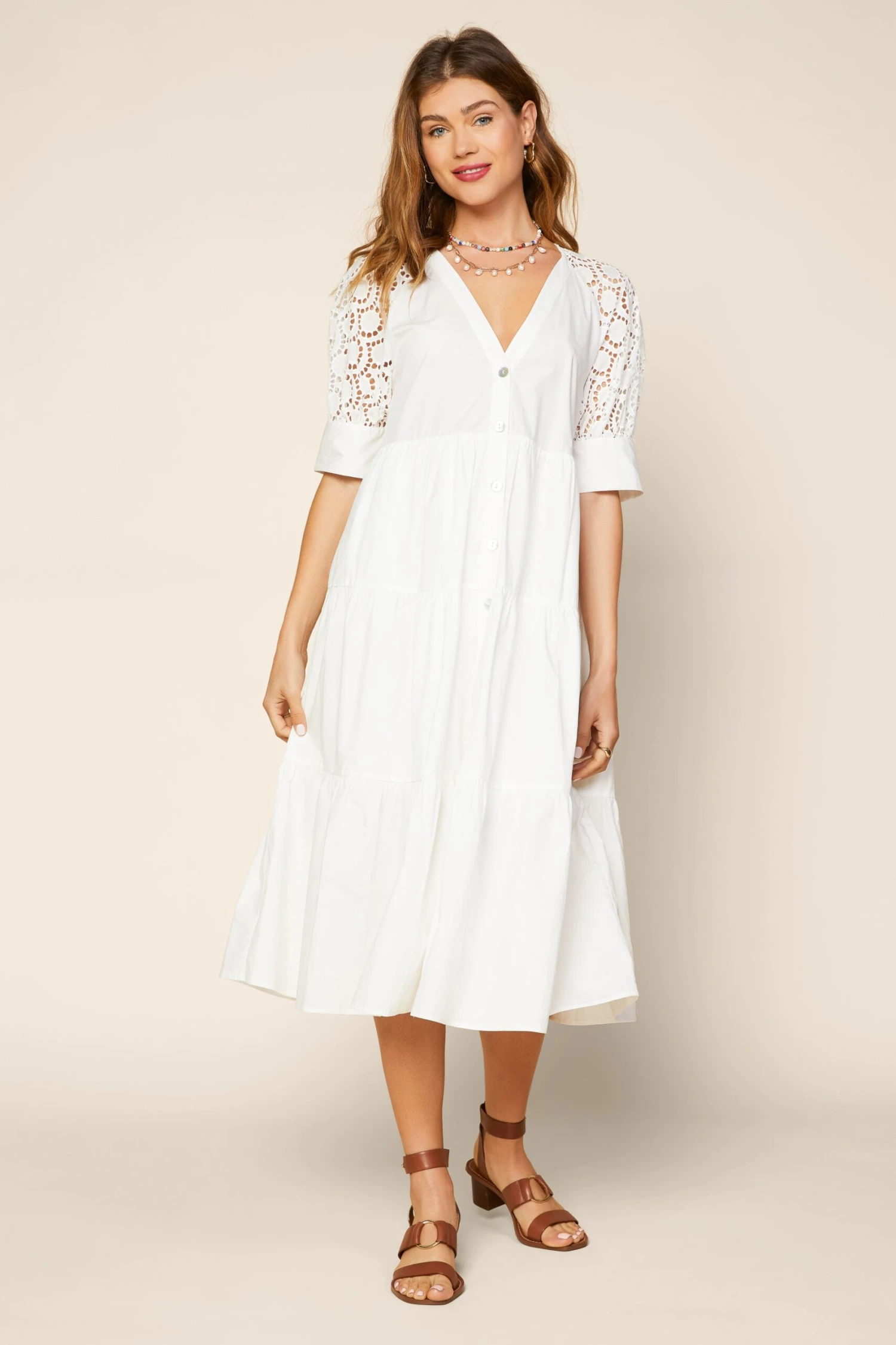 Lace Ruffled Midi Dress - Image 3