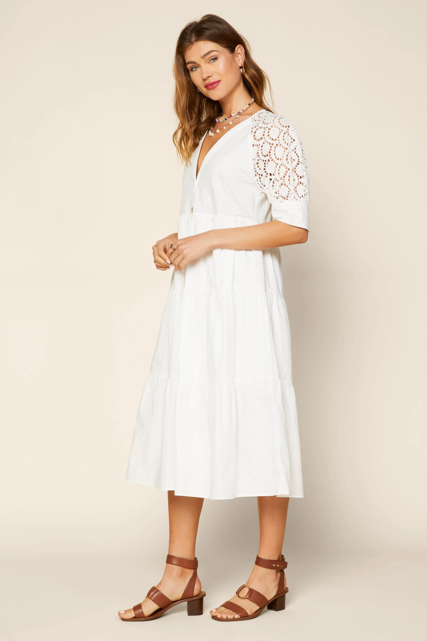 Lace Ruffled Midi Dress - Image 4