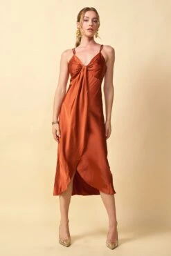 Strappy Satin Cascade Dress