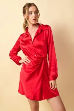 Della Satin Gathered Dress