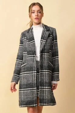 Plaid Single Button Coat