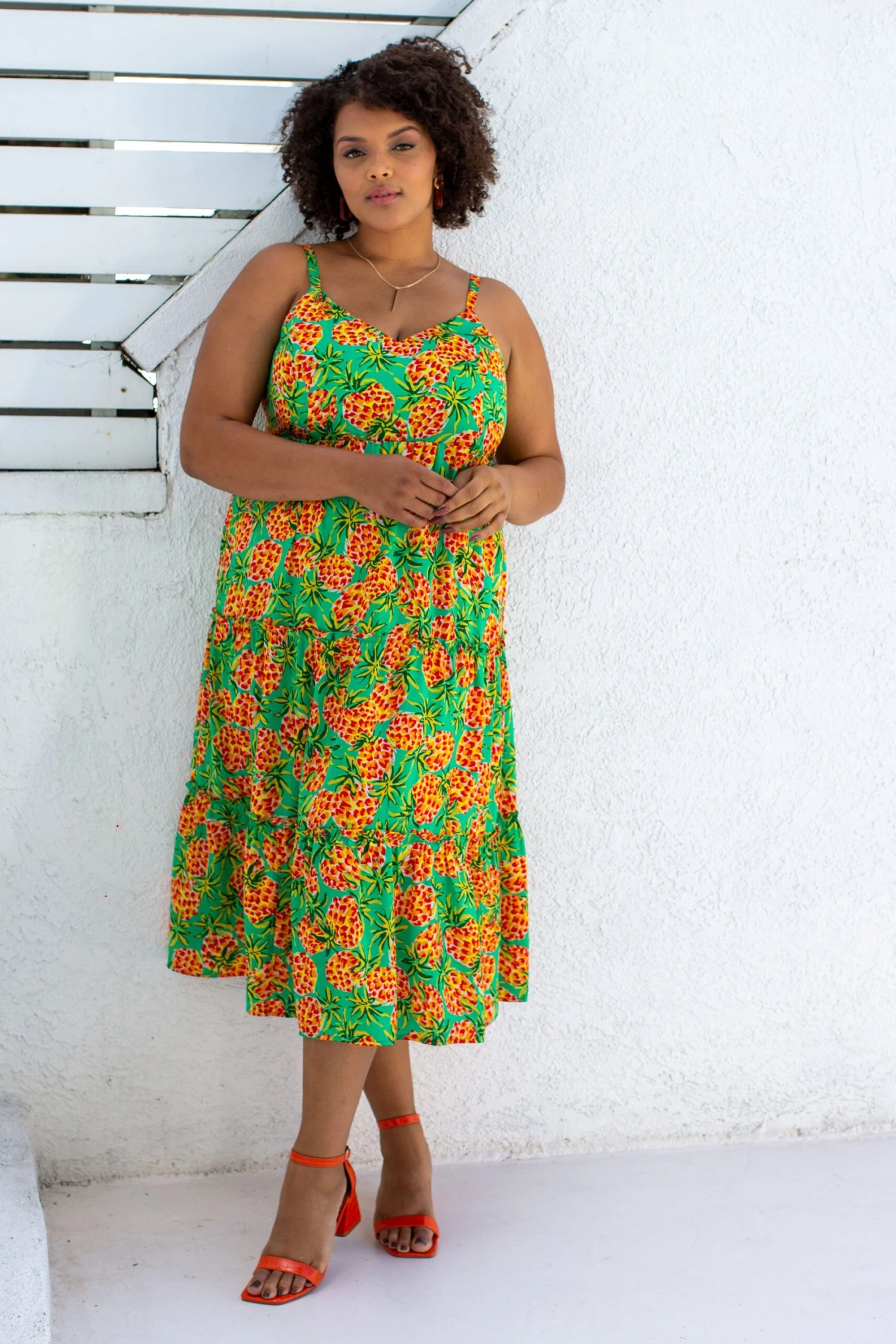 Plus Size - Tropical Print Maxi Dress