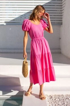 Puff Sleeve Midi Dress