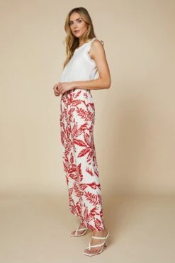 Printed Leaf Relaxed Pant