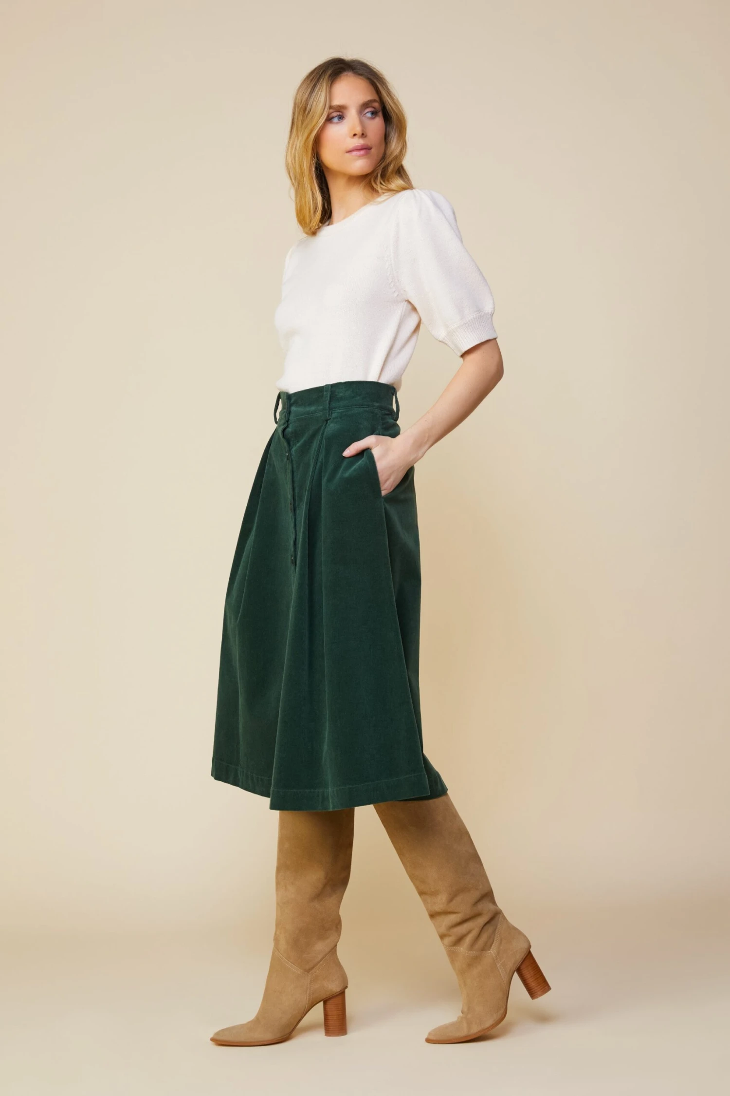 High Waisted Corduroy Skirt - Image 3
