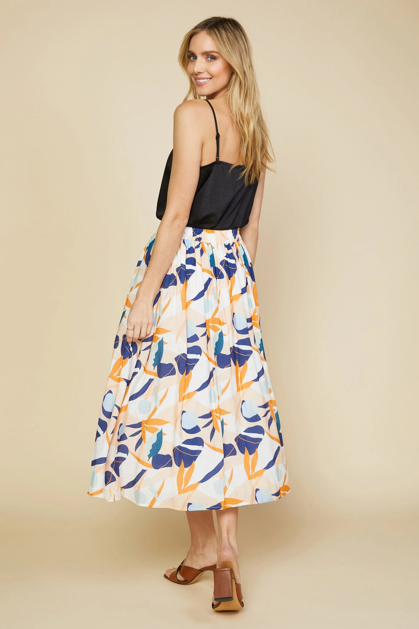 Abstract Botanical Midi Skirt - Image 4
