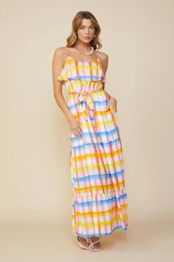 Multi Plaid Maxi Dress