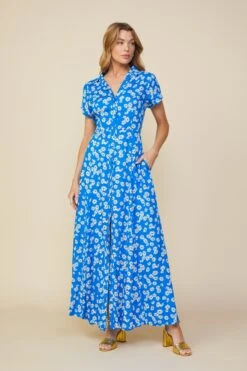 Floral Print Maxi Shirt Dress