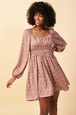 Taupe Floral Mini Dress