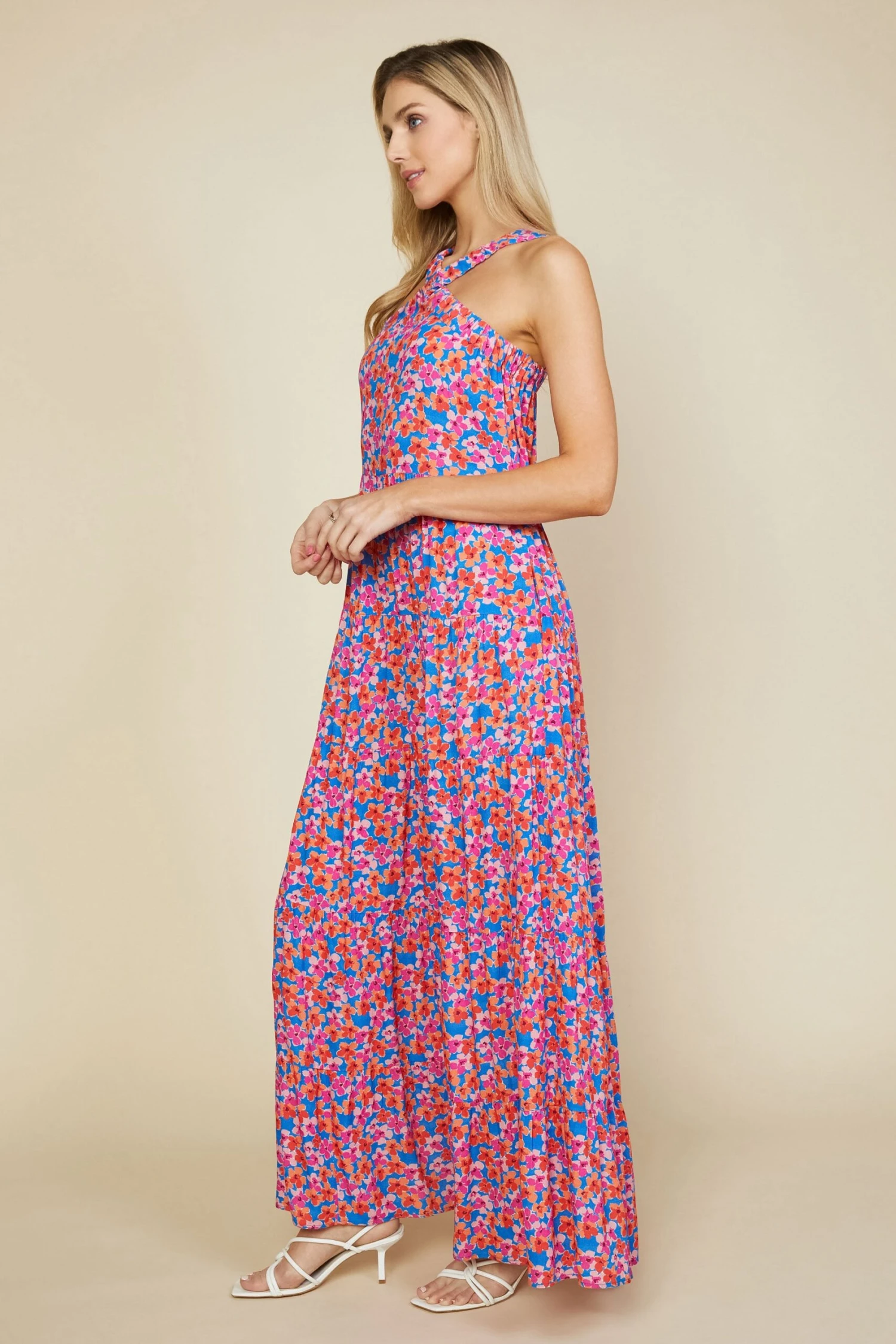 Bohemian Floral Crossed Neck Maxi Dress - Image 4