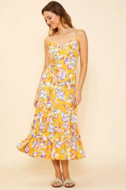 Button Detail Midi Dress