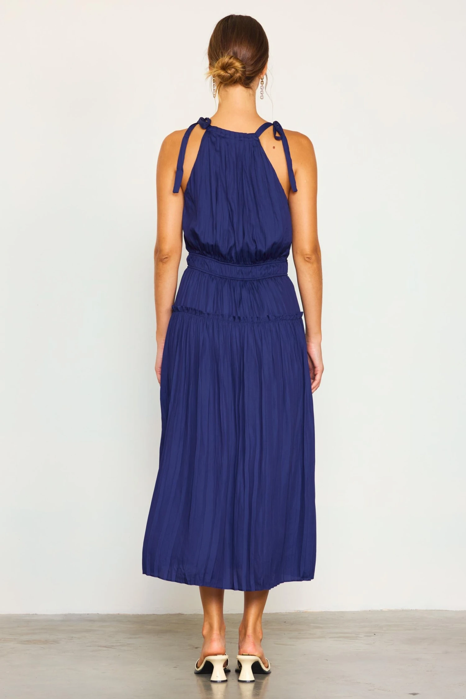 Pleated Halter Midi Dress - Image 4