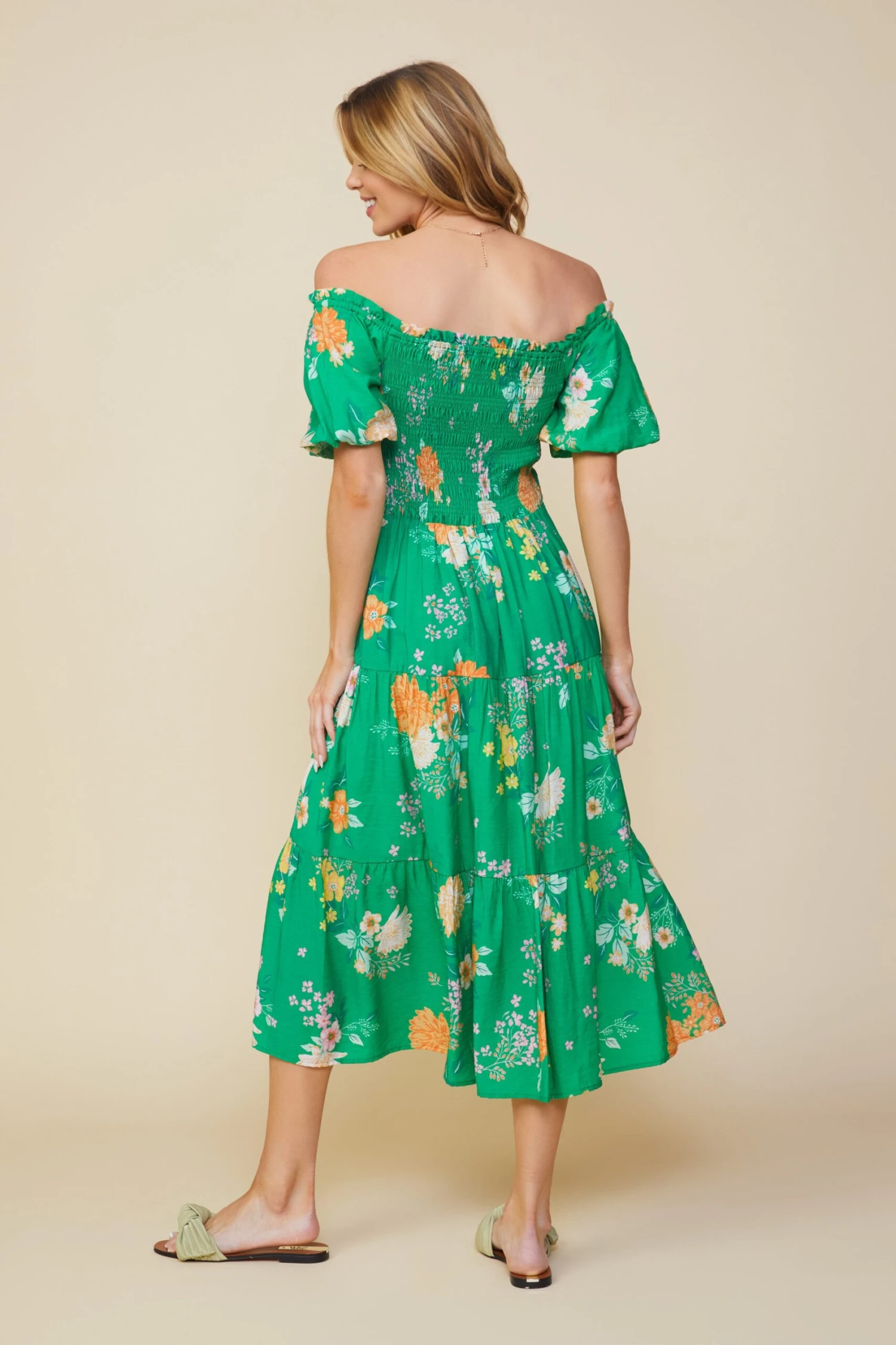 Fleur Print Off Shoulder Midi Dress - Image 4