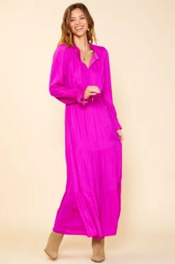 Satin Ruffled Maxi Dress