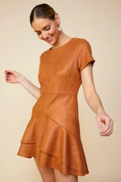 Coated Ponte Flared Mini Dress