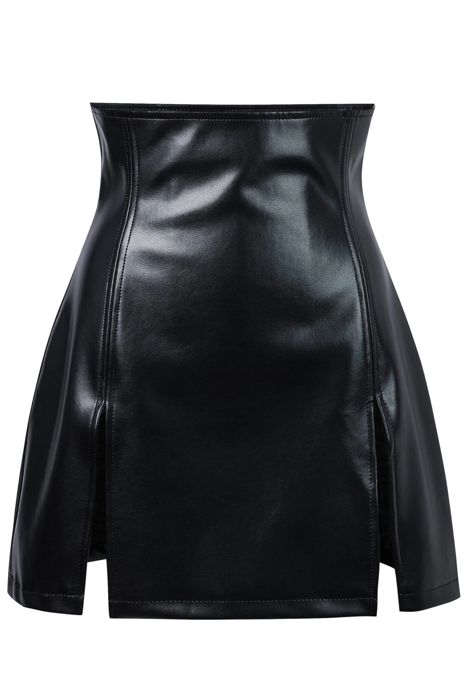 Black Faux Plant Leather BabyBel Mini Skirt - Image 2