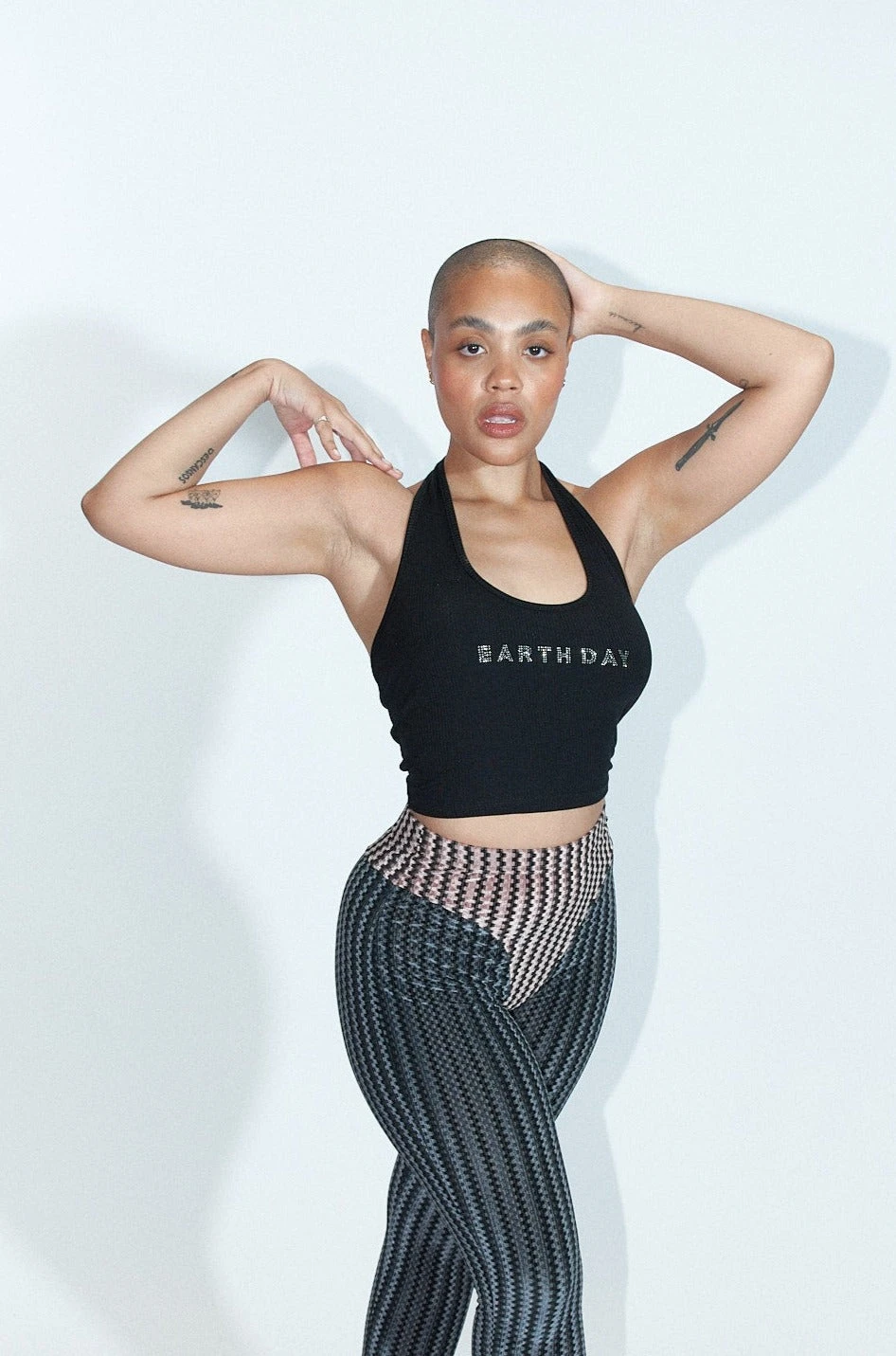 EARTH DAY Black Tencel Rib Halter Top