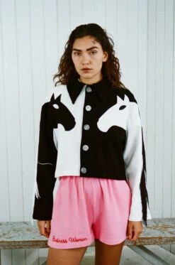 Dueling Horses Linen Crop Jacket