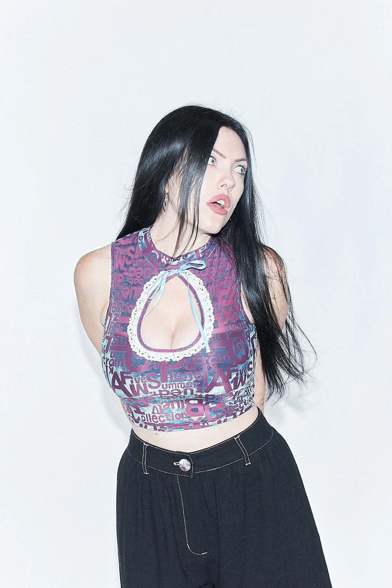 Purple Wordy Big Hole Top