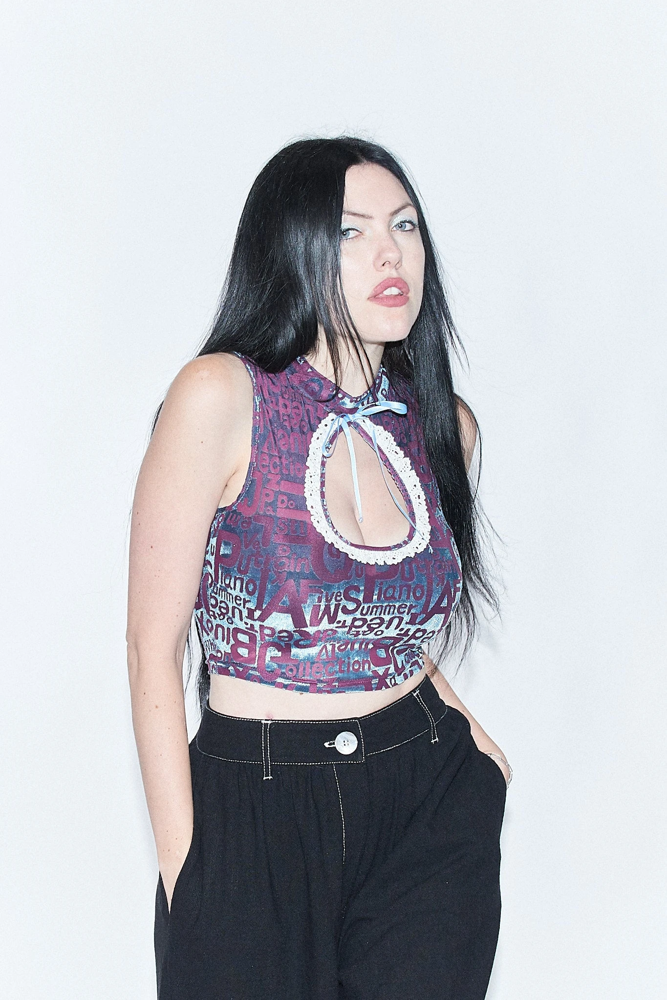 Purple Wordy Big Hole Top - Image 4