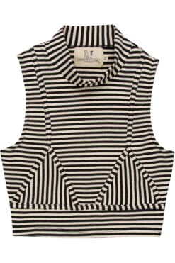 Cream/Black Strip Bikini Bod Crop Top