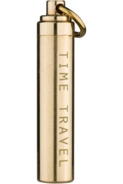 TIME TRAVEL Brass Pill Holder Keychain