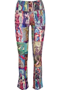 AI Collage Subtext Velvet Mesh Pants