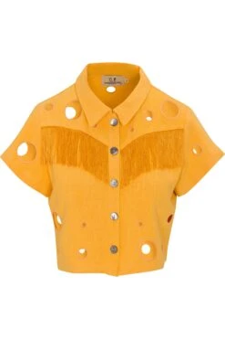 Swiss Cheese Fringe Blouse