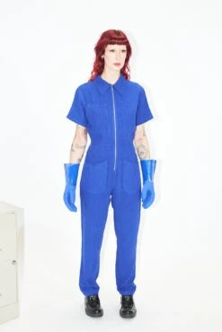 Blue Utility Linen Jumpsuit