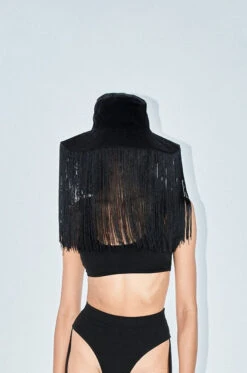 Privacy Fringe Hat Black Linen